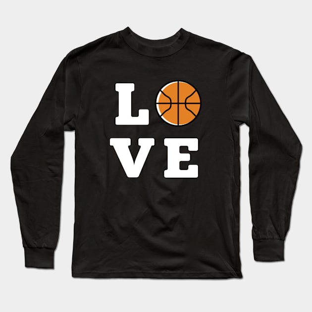 Love Basketbal ball White Long Sleeve T-Shirt by Adrian's Outline